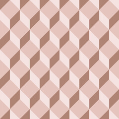 Cube pattern created from dark, mid and pale beige diamonds