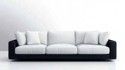 Modern Oversized Sofa With Plush Cushions Isolated on White