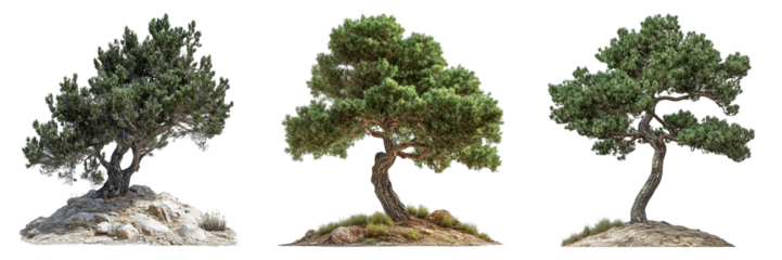 Three trees are shown in different positions, with one on the left