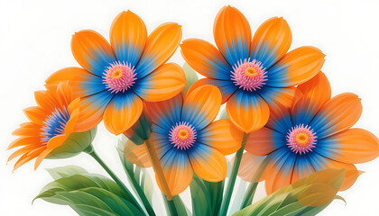 Fototapeta premium Vibrant Orange and Blue Daisylike Flowers.