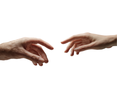 man and woman hands isolated