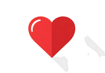 Obraz premium A simple red heart symbol with a shadow, isolated on transparent background