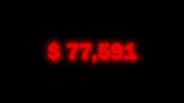 A Glowing Red Summation of $65,646 Against a Pitch-Black Background Illustrating Financial Gains and Success.