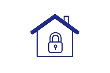 A lock symbol alongside a home outline forms a minimalist representation of home insurance and security