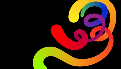 Obraz premium Background with multicolored rainbow lines. Wavy gradient ribbons. Curved graphic shapes with neon glow. Vector abstract illustration