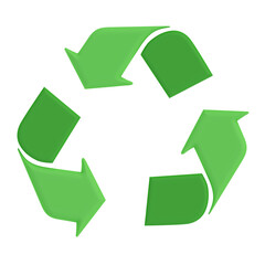 3D green recycling symbol eco friendly sustainability icon isolated on white