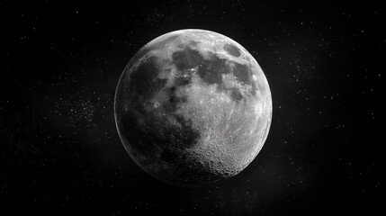 Fototapeta premium Full moon shining brightly in the starry night sky