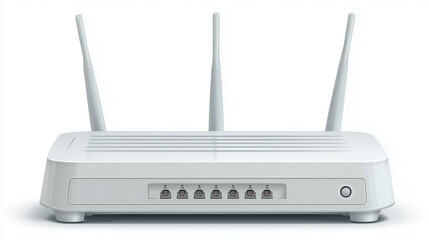 Fototapeta premium White wireless router with three antennas providing internet access