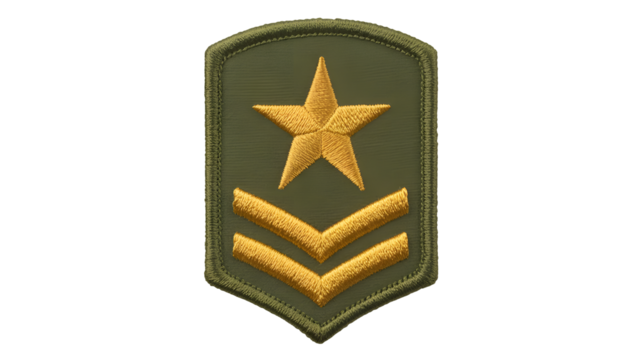 Military sergeant patch insignia for army uniform, honor and service - Powered by Adobe