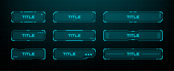 Futuristic hud vector graphics elements set. Sci fi game ui frame concept for digital display and virtual reality interface.