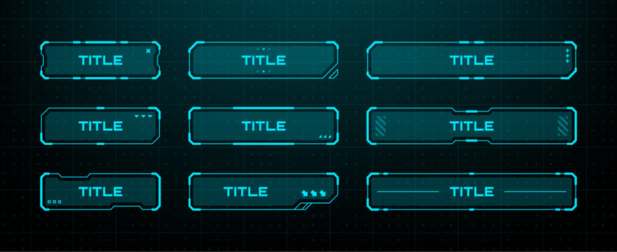Futuristic hud vector graphics elements set. Sci fi game ui frame concept for digital display and virtual reality interface.