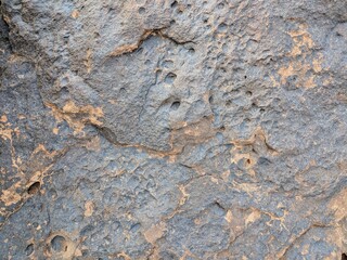 Close-up of textured rock surface in natural earthen tones