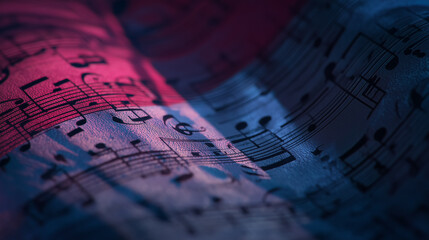 Musical notes flowing in neon lights: a symphony of color and sound