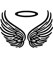 Fototapeta premium Heiligenschein und Flügel – Spirituelles Symbol in Schwarz-Weiß - 10