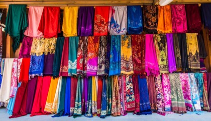 Colorful textiles hanging