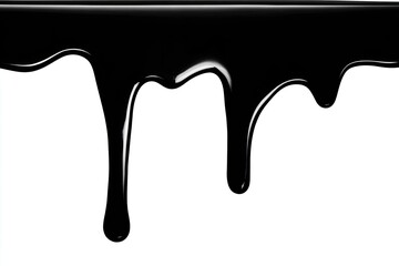Black liquid drips on white