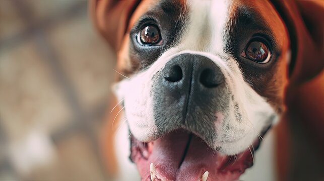 Close-up of a Boxer dog's face