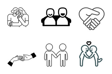 Collection of stylized icons representing friendship and connection