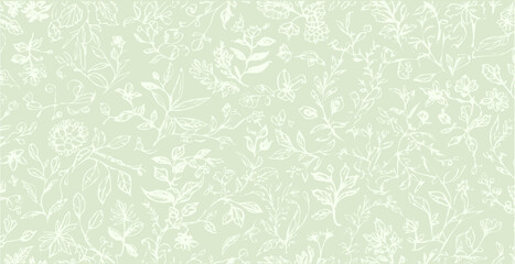 Botanical print pattern background in provance style, floral background. Pastel tones floral vintage style wallpaper in vector.