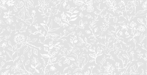 Botanical print pattern background in provance style, floral background. Pastel tones floral vintage style wallpaper in vector.