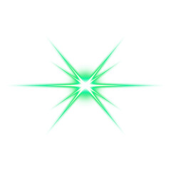 Green starburst light effect with transparent background
