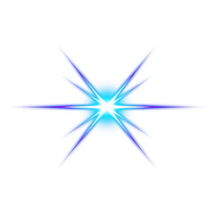 Blue starburst light effect with transparent background
