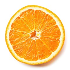 Close-up slice of orange, vibrant yellow-orange hue