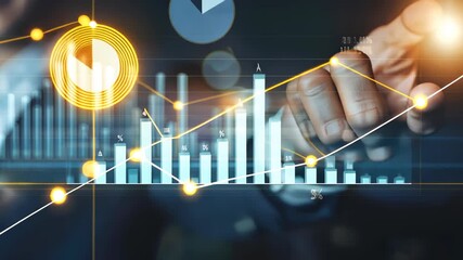 Business Insight: An authoritative hand navigates a complex financial data landscape, represented by a series of charts and graphs that symbolize business and digital growth. - Powered by Adobe
