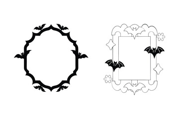 Black & White Spooky Halloween Border Illustration