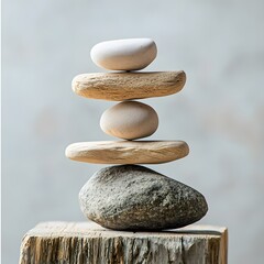 Balance and Confidence in Development Concept with Stacked Stones