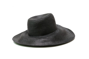 白背景の黒い麦わら帽子