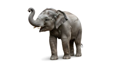 Obraz premium Baby Elephant Standing with Trunk Raised