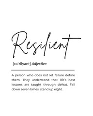 Resilient Definition Wall Art – Minimalist Typography Print, Inspirational Quote, Digital Download Home Decor