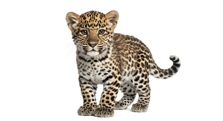 Fototapeta premium Cute Leopard Cub Portrait on White Background