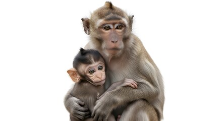 Monkey Mother and Baby Isolated