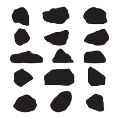 Black rock stone pebble silhouette vector graphic