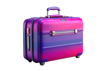 Pink and purple suitcase isolated on transparent background illustration