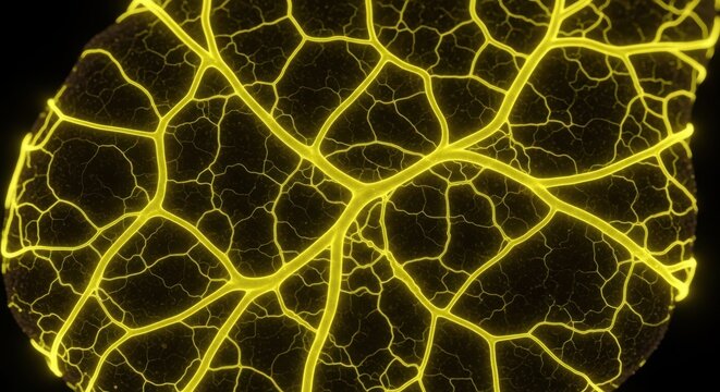 Electric Yellow Veins of a Bioluminescent Slime Mold Network
