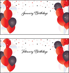 January birthdays card, February birthday card 
