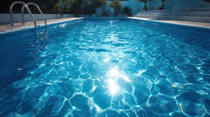 Obraz premium High-quality photo of blue summer swimming pool professional photography.