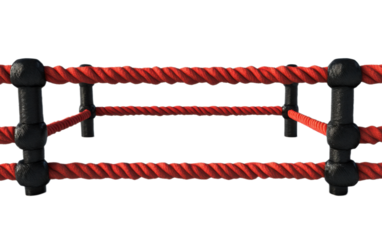 A boxing ring with red and black on white background,png