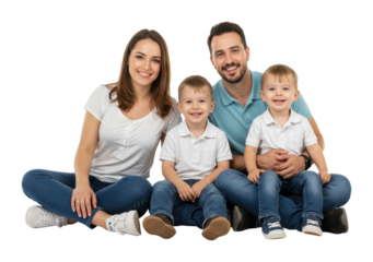 Family portrait smiling together at home lifestyle bright and cheerful atmosphere family bonding. Cut out png