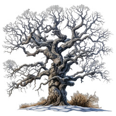 old tree isolated on white