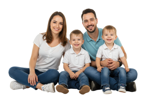 Family portrait smiling together at home lifestyle bright and cheerful atmosphere family bonding. Cut out png
