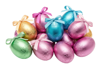 Colorful easter eggs arrangement festive celebration studio holiday decor. Cut out png