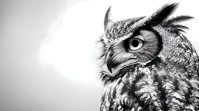 Profile of owl black and white