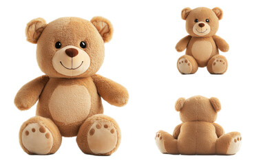A chubby adorable teddy bear on white background,png