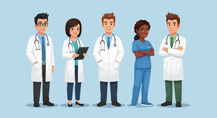 Diverse Medical Professionals in Uniforms A Team of Doctors and Nurses