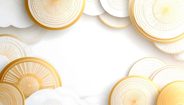 Fondo abstracto con abanicos dorados y blancos