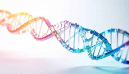 Luminous Glass DNA Double Helix with Vibrant Gradient and Ethereal Light